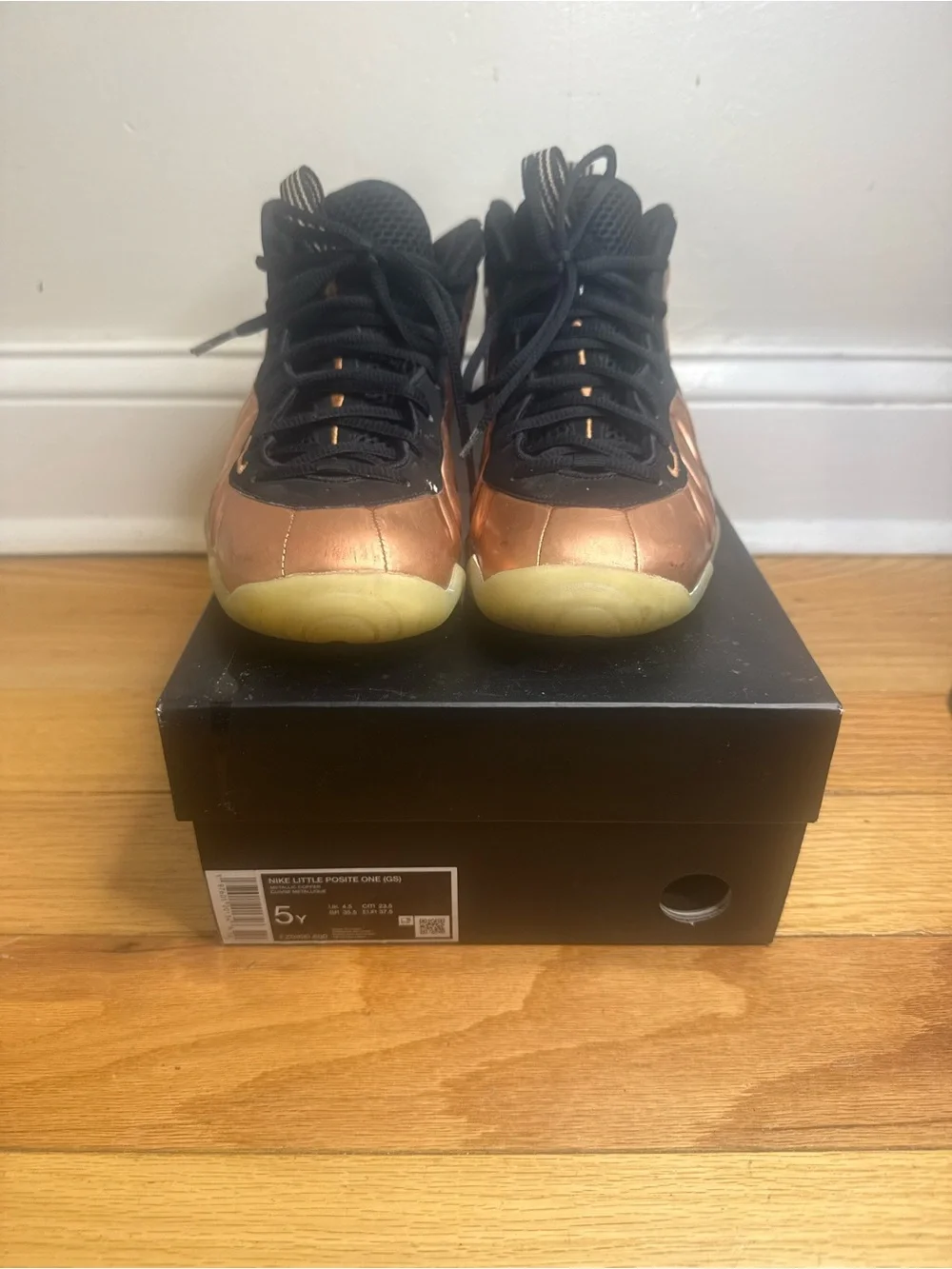 Nike Kids Copper Metallic Foamposite Sneakers with Black Trim